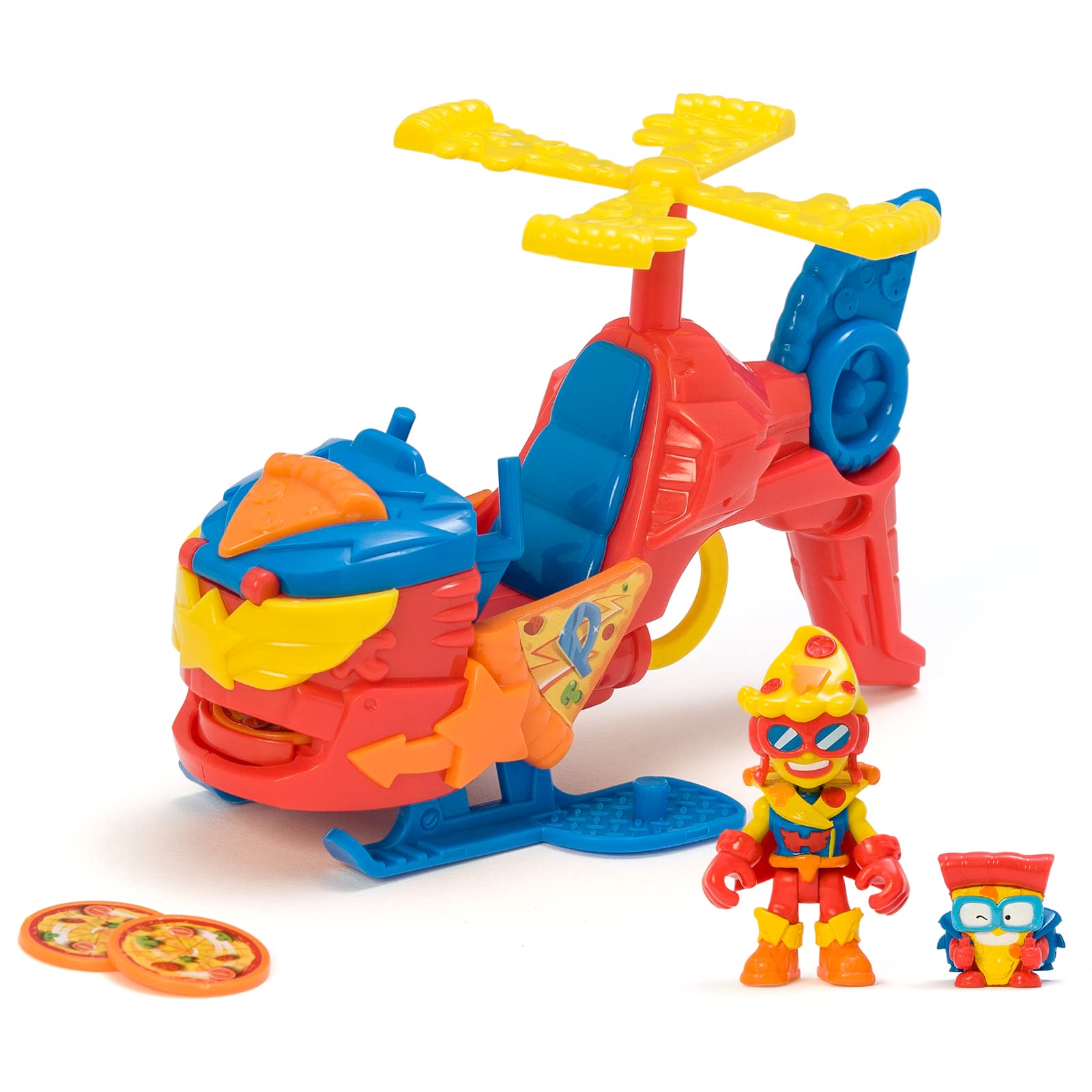 SUPERTHINGS RIVALS OF KABOOM Pizzacopter – the helicopter. With pizza disc launcher. Includes 1 exclusive Kazoom Kid and 1 exclusive SuperThing, Multicoloured