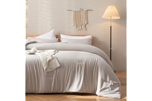 JANZAA 7-Piece Queen Comforter Set - Oatmeal Microfiber with Sheets, Pillowcases, Pillow Shams, Fitted & Flat Sheet