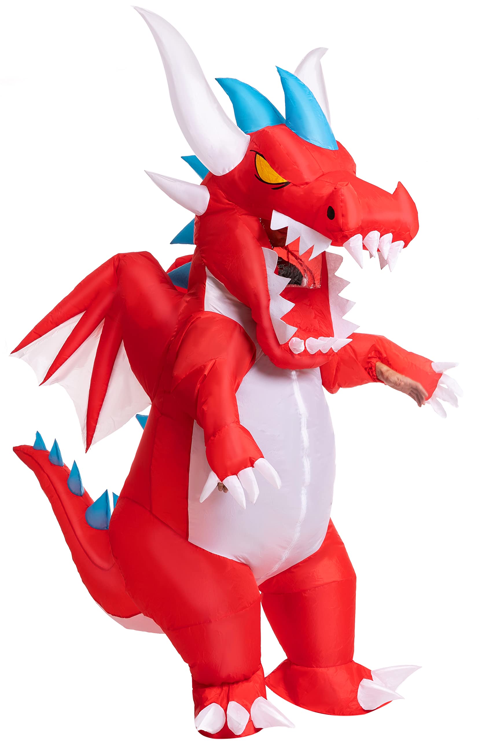 Photo 1 of (missing pump) Spooktacular Creations Halloween Inflatable Costumes for Adult, Dragon Air Blow Up Suit, Full Body Dinosaur Outfit