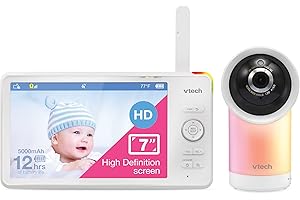 VTech 1080p Smart WiFi Remote Access 360 Degree Pan & Tilt Video Baby Monitor with 7” High Definition 720p Display, Night Lig