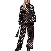 Slihlound Polka Dot Matching Sweat Sets for Women Oversized Cute Hoodie Wide Leg Sweatpants Sweatsuits Workout 2 Piece Set