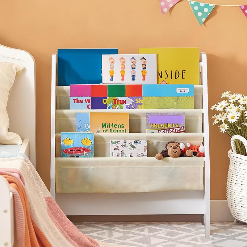 Librería Infantil 4 Bolsillos Tela Soporta hasta 25kg 62x30x71cm