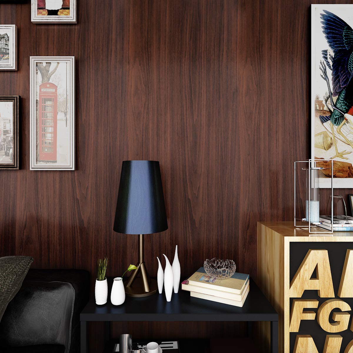 Livelynine 15.8x394 Inch Dark Brown Wood Contact Paper Peel And Stick ...