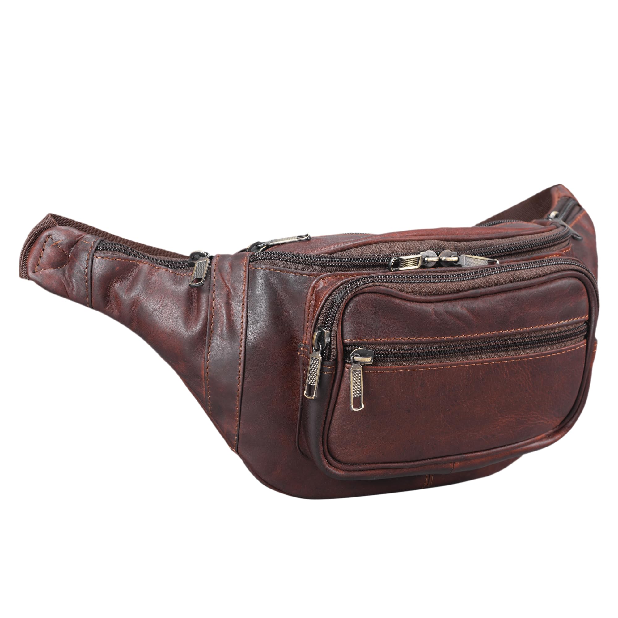 STILORD "Maverick" Leather Fanny Pack Shoulder Bag Camera Bag Mobile Phone Travel Festival Trekking Ladies Men Soft Leather Colour:Cognac Dark Brown