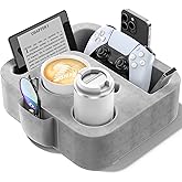 Heyife Couch Cup Holder Pillow, Sofa and Bed Caddy for iPad, Kindle, Switch, Game Controller, Remotes, Phones, Small-Sized Cup & Drink Holder for Couch, Bed, Desk, Car, Beach, Bathroom Cup Holder