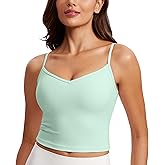 CRZ YOGA Butterluxe Womens Sweetheart Longline Sports Bra - Adjustable Thin Strap Workout Tank Tops Yoga Padded Camisole