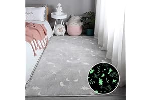Eanpet Large Playroom Rug for Kids Glow in The Dark Dino Area Rugs for Boys Girls Toddlers Bedroom Decorative 5x7 Grey Play Mat for Babies 1-3 Years