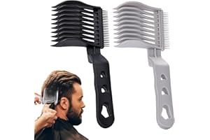 Juszok 2Pcs Fade Comb for Men Hair Cut Barber Hair Fade Tool Blending Combs for Fades Suit for Home Salon Compatible with All Clippers Barber Accessories(Black Grey)