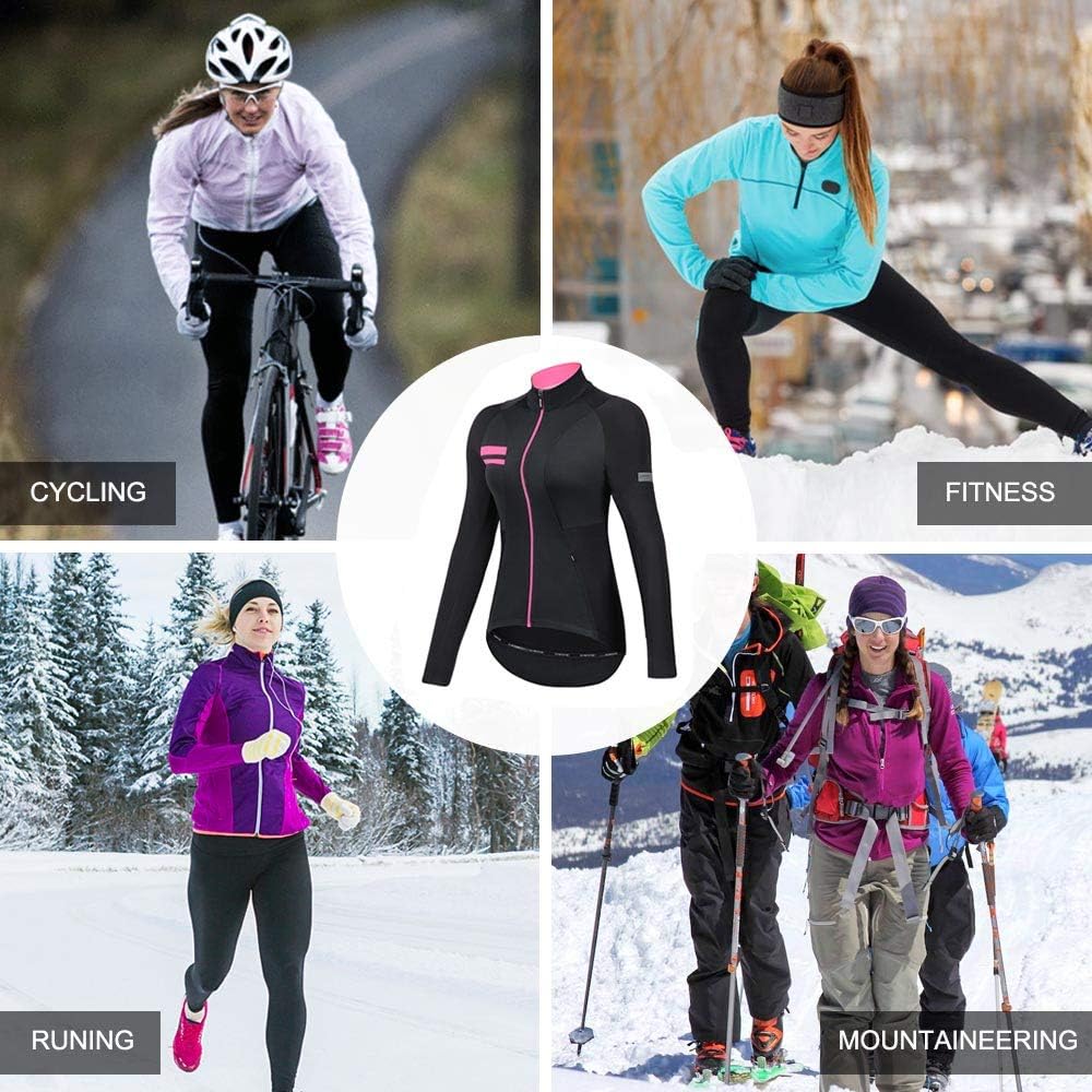 Santic Women Bike Fleece Coat Windproof Reflective Thermal Soft Shell Cycling Winter Biking Jacket : Clothing