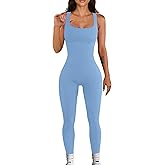 YIOIOIO Women Workout Seamless Jumpsuit Yoga Ribbed Bodycon One Piece Tank Top Leggings Romper