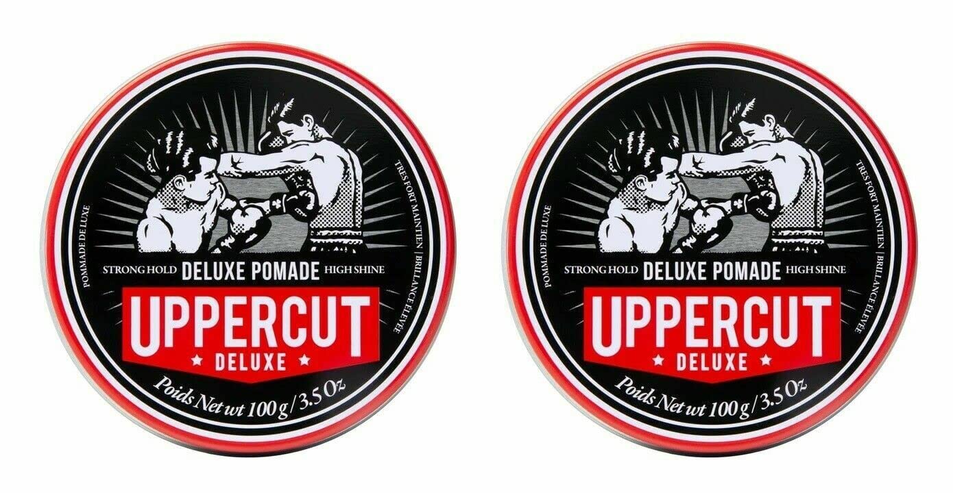Uppercut Deluxe, Deluxe Pomade, Professional Water Based Pomade to Create Timeless and Classic Looks, Strong Hold and High Shine 2 x 100g