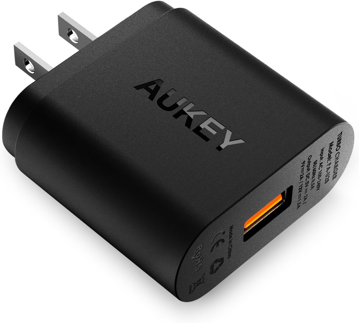 Aukey Quick Charge Qualcomm Certified 2.0 18W USB Fast Turbo Wall Charger(Black)