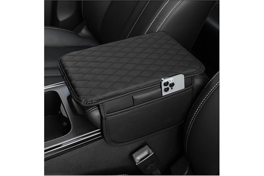 Stacool Upgraded Car Center Console Cover,Microfiber Leather Car Armrest Cover Cushion with 2 Storage Bags,Universal Car Armr