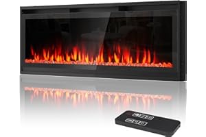 SIXFIVSEVN 40" Ultra-Thin Mirrored Electric Fireplace in-Wall Recessed and Wall Mounted Fireplace Heater, Linear Fireplace with Touch Screen & Remote Control, Timer, Low Noise, Multicolor Flame, 750/1500W