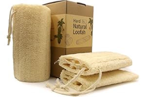 YOTDHUO Rough Natural Loofah Sponge Exfoliating Body Scrubber for Men Daily Deepcleaning Green Glow Hard Luffa Dye-Free Biodegradable Scratch-Free(6inch,3Pack)
