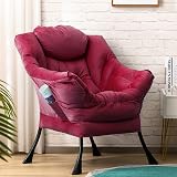HollyHOME Armchair Velvet Reading Chair Red with Armrests 95x80x64 cm view 3