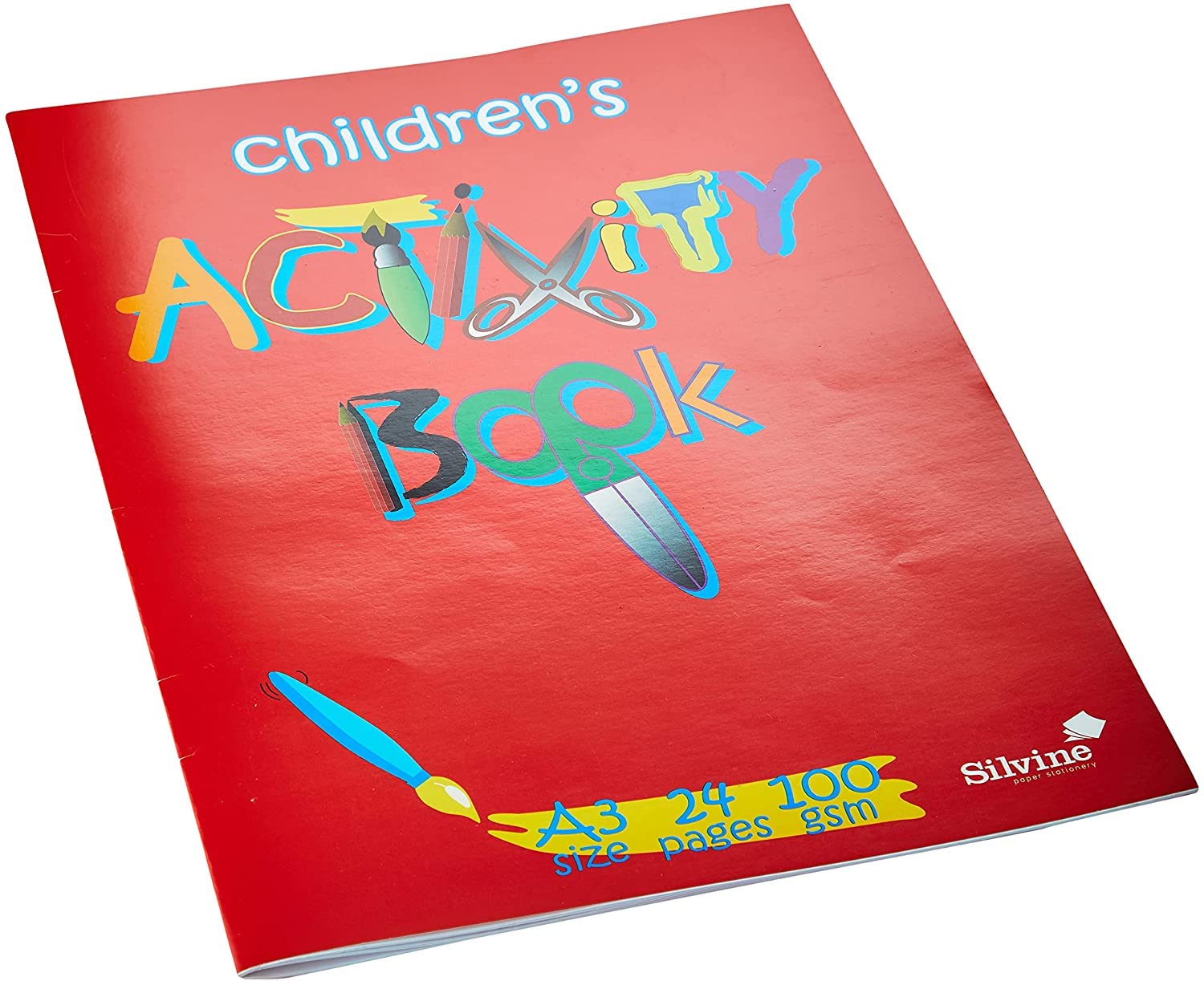Silvine A3 Children's Activity Book. 24 Pages of 100gsm Smooth White Cartridge Paper (420 x 297mm)