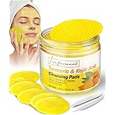 Turmeric and Kojic Acid Cleansing Face Pads – Turmeric Exfoliating Face Scrub Pads, 50 Pcs, for Mild Cleansing Exfoliation Oil Control, Suitable for All Skin Types
