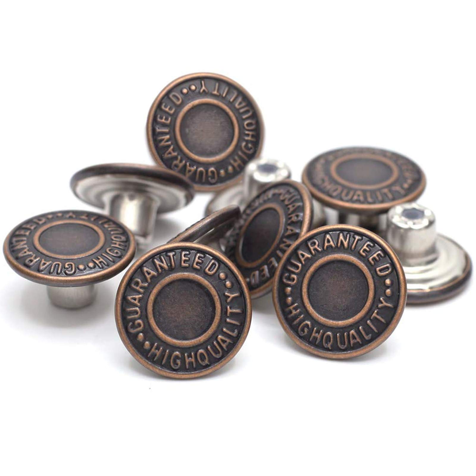 17mm Brass Jean Buttons, Metal Stud Tack Buttons Replacement