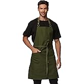 Guolamy Chef Men Canvas Waterproof Apron Pocket 4251GB | Polyester Cotton Canvas Apron for BBQ Grilling Kitchen Cooking, Adjustable Neck, Durable &amp; Comfortable