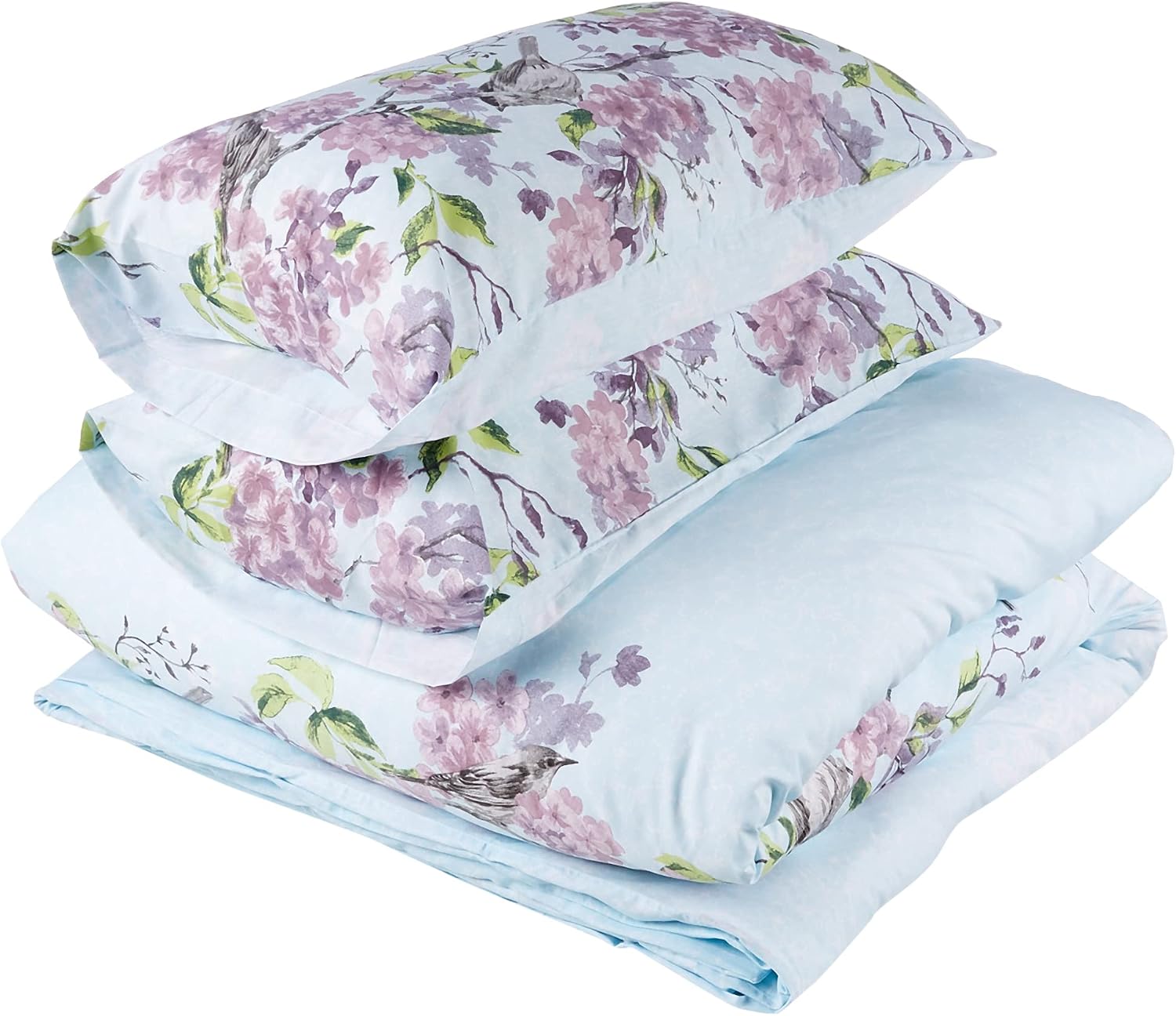 Rapport Home Eloise Floral Blue King Duvet Cover Set, Duck Egg