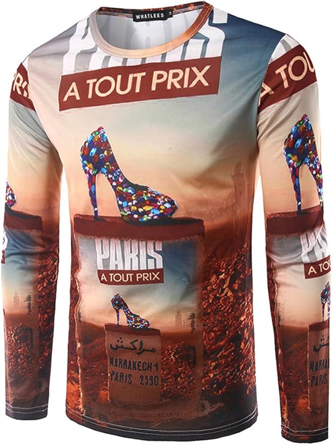 Whatlees Herren T-Shirt mit langen Ärmeln im westlichen Stil in Mode