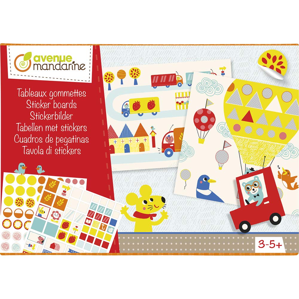 Avenue Mandarine - Ref KC053C - Creative Box - Sticker Board - Transport & Vehicles - Contains 8 Boards, 15 x 21cm, Full Instructions Supplied, Suitable for Ages 3-5+