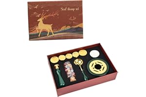 Dokpav Wax Seal Stamp Kit, Brass Wax Seal Stamp Head with Wooden Handle, 6pcs Wax Seal Stamps, Wax Seal Beads, Wax Warmer, Wa