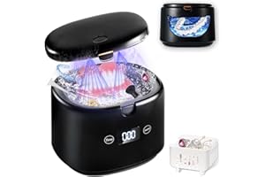NDAN Ultrasonic Retainer Cleaner, Sonic Dental Cleaning U-V Machine for Dentures, Mouth Guard, Aligner, Toothbrush Head, Jewelry, All Dental Appliances, Portable 30W/45kHz (Black)