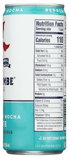 LA COLOMBE PEPPERMINT MOCHA DRAFT LATTE – 9 FLUID OUNCE – COLD-PRESSED ESPRESSO AND FROTHED MILK + PEPPERMINT AND DARK CHOCOLATE – MADE WITH REAL INGREDIENTS – GRAB AND GO COFFEE