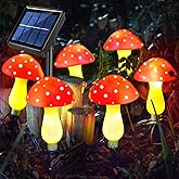 Abkshine New Upgraded Waterproof Solar Mushroom Lights Outdoor Decor, 8 Modes for Garden Pathway Landscape Yard Easter Pathway Halloween Xmas Decorations, Set of 6 Red