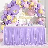 QueenDream Purple Tulle Tutu Table Skirt for