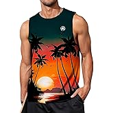 AOBUTE Mens Graphic Tank Tops Palm Tree Sleeveless Muscle Shirts Beach Hawaiian Tank