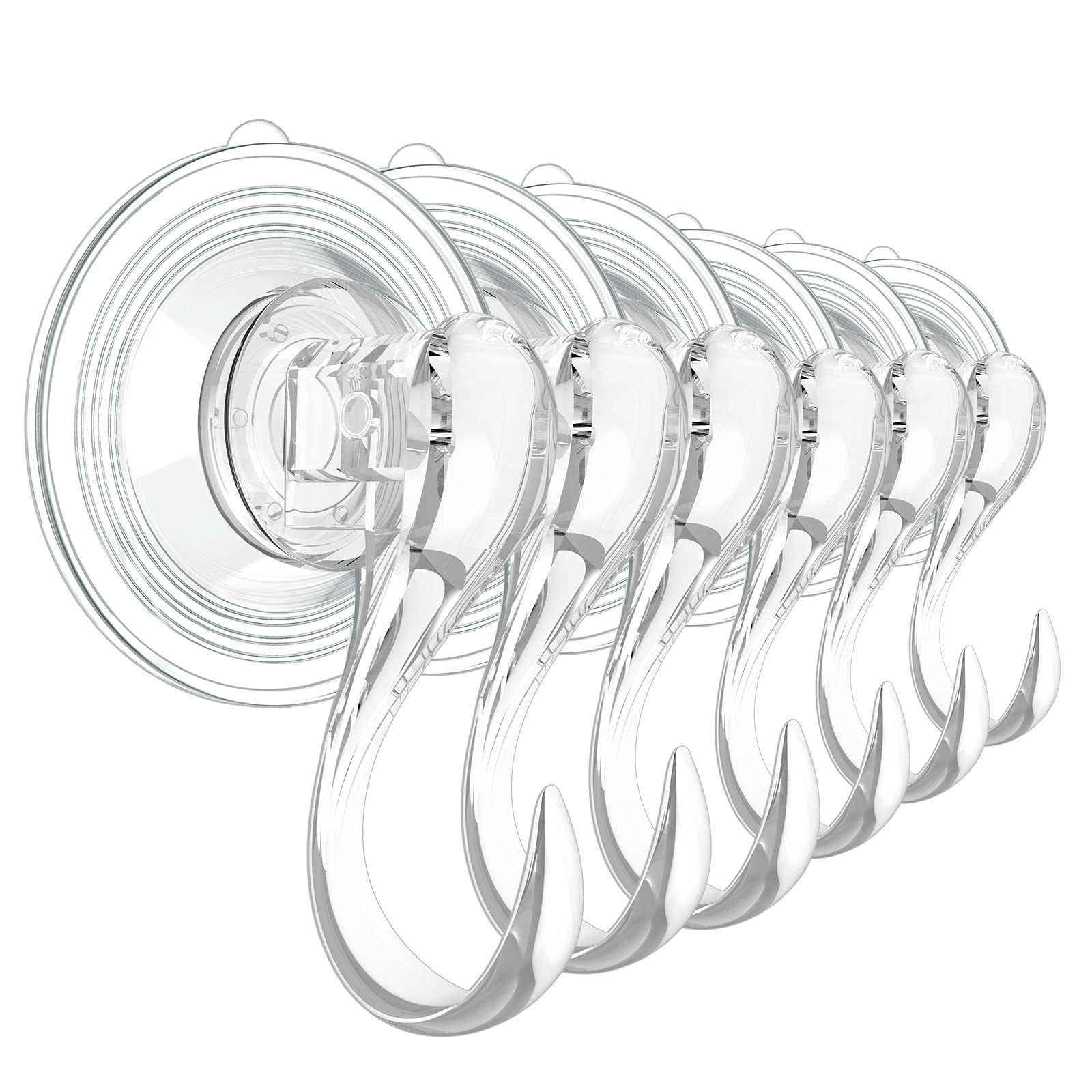 Jeowoqao Multi-Purpose Suction Cup Hooks, Strong Reusable Vacuum Heavy Duty 6.6LBS Suction Hooks for Bathroom Window Glass Kitchen, Hangers for Towel Loofah Utensils Christmas Wreath (6)
