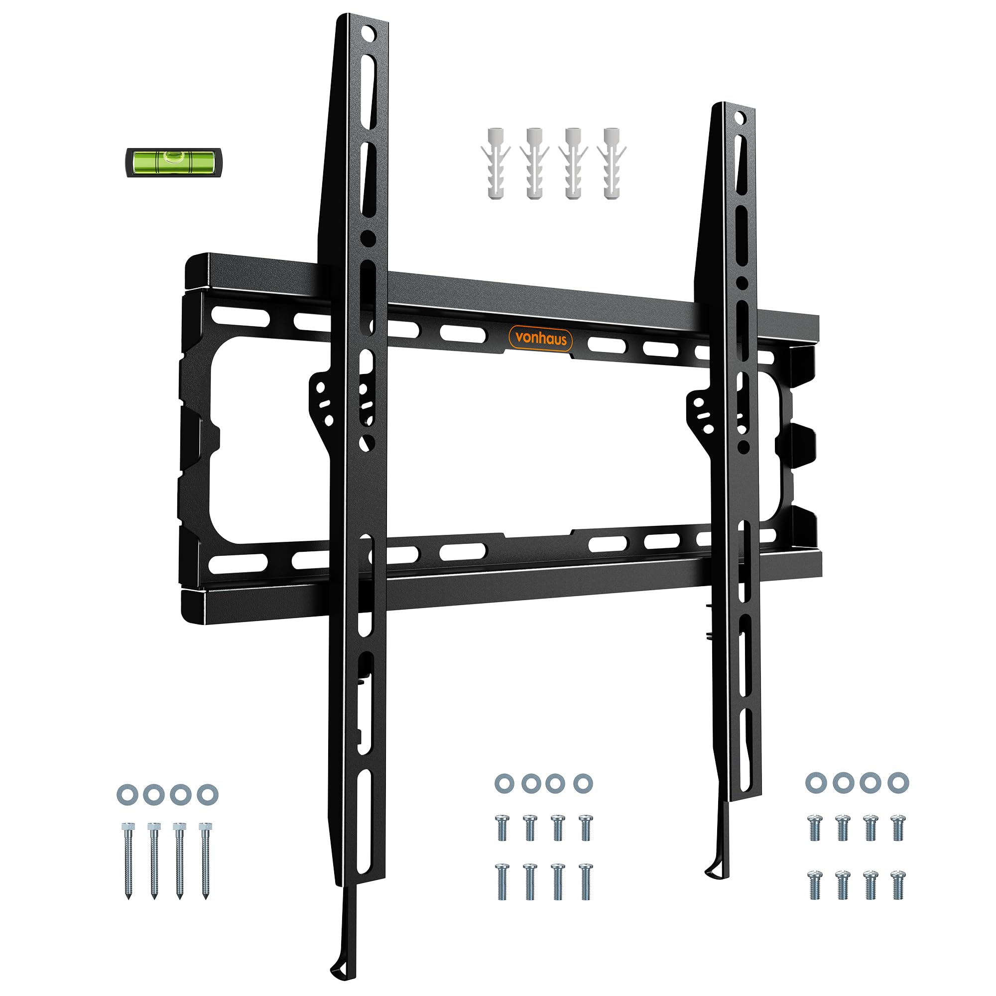 VonHaus TV Wall Bracket, Ultra-Slim TV Bracket with Spirit Level, Flat to Wall Mount (32-75")