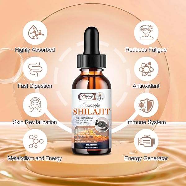 ALLIWISE PURE HIMALAYAN SHILAJIT RESIN LIQUID DROPS FOR ENERGY & IMMUNE SUPPORT-GOLDEN SHILAJIT SUPPLEMENT WITH FULVIC ACID & 85+ TRACE MINERALS COMPLEX FOR MEN & WOMEN