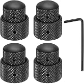 MECCANIXITY 4Pcs Dual Concentric Stacked Control Knobs, 1/4" Universal Metal Volume Tone Audio Control Knobs with Wrench for Electric Guitar, Bass, Black