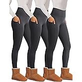 Showitty 3 Pack Fleece Lined Leggings Women with Pockets - Winter Warm Thermal Yoga Pants for Running Workout Plus Size