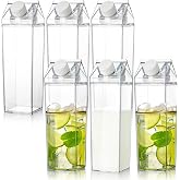 yarlung 6 Pack Milk Carton Water Bottle, 17 Oz Clear Plastic Milk Box Portable Square Juice Bottle for Outdoor Sports Travel 