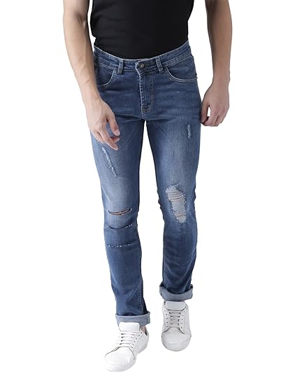 one side ripped jeans