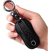 Tukellen for Porsche Leather Key Fob Cover with Keychain Key Shell Compatible with 2020-2023 Panamera, Cayenne, Macan, 918-Black