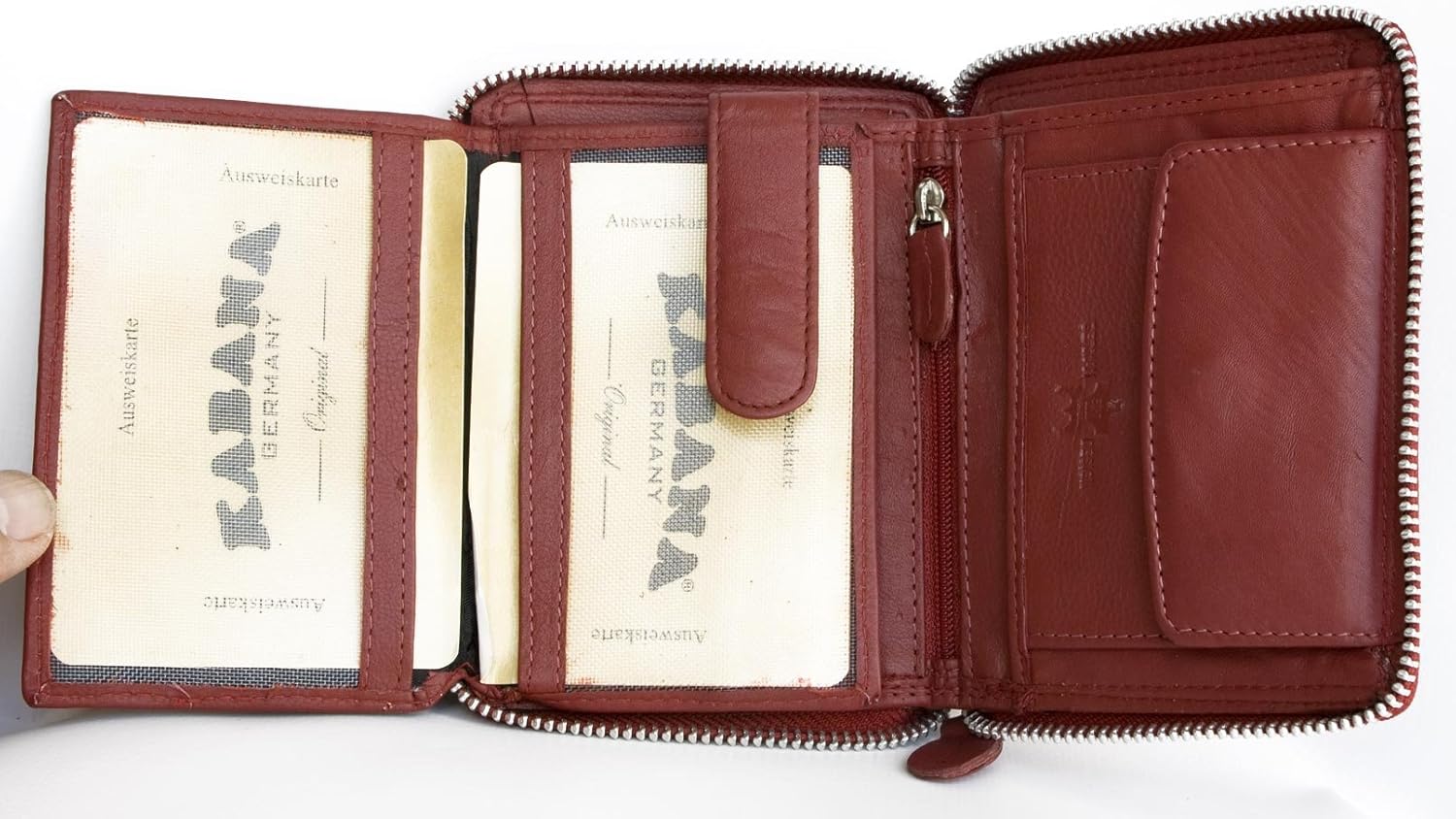 Kabana Dark Red Genuine Leather Zip-around Wallet - Image 4