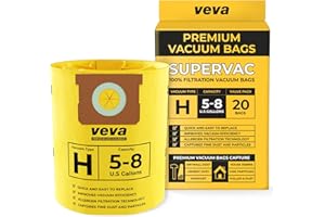VEVA 20 Pack, 5-8 Gallon Filter Bags for Shop Vac Vacuum - Type H 90671 - High-Efficiency Vacuum Bags