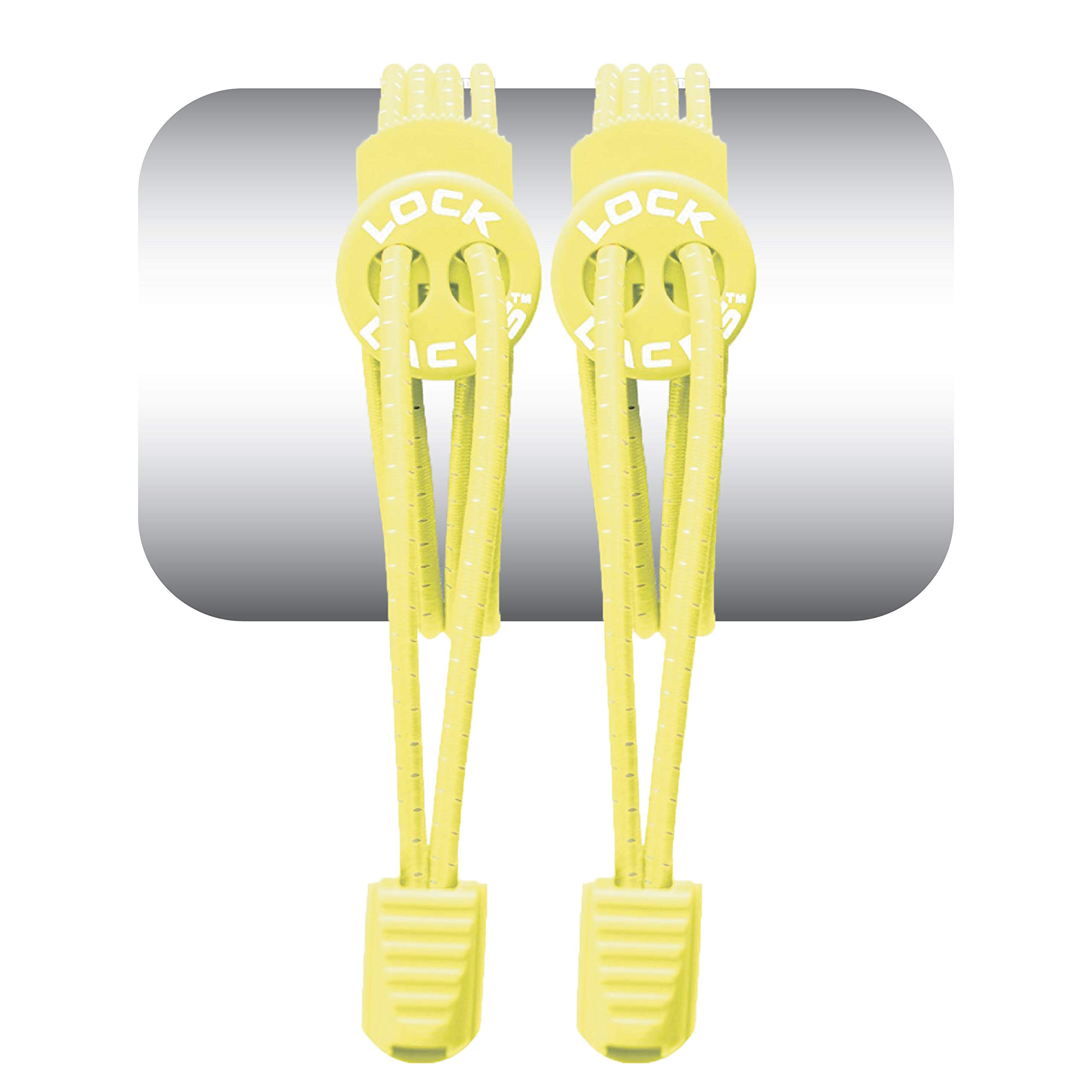 LOCK LACES 674740303259 Elastic Shoelaces Without Bridge, Unisex, Adult, Neon Yellow, One Size