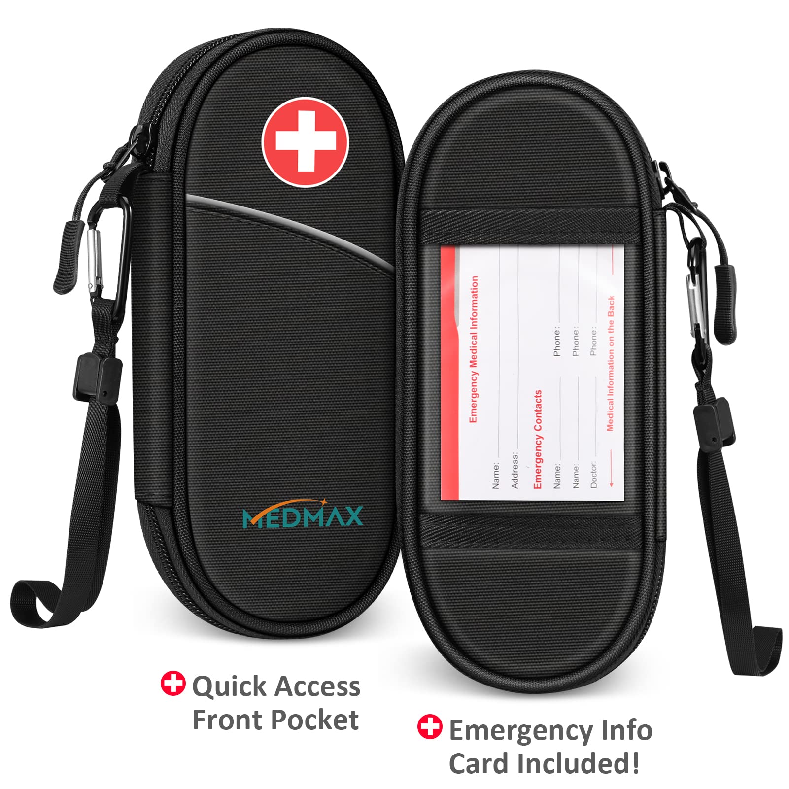 Insulin Cool Bag with 2 Ice Packs - Diabetic Bag Water-Repellent Insulated Medicine Bag Portable Cooler Bag for Insulin Pen and Other Diabetic Accessories (Black)