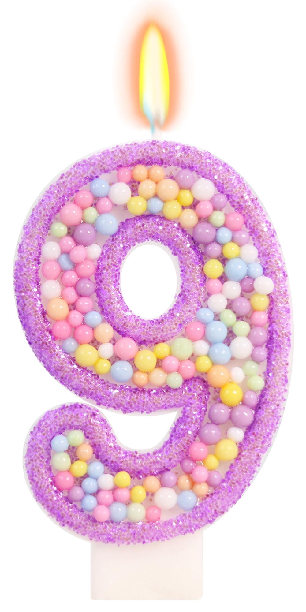 Photo 1 of FAMGift Birthday Candles - Number 9 Candle, Colorful Macaron Candles for Boys/Girls, Purple Party Decorations, Purple Cake Decorations