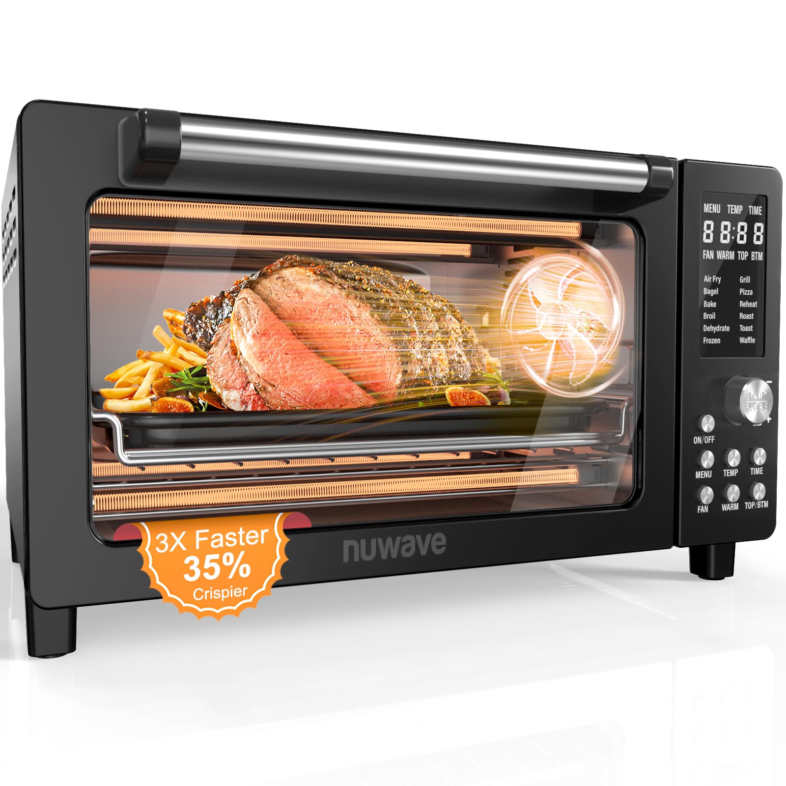 Photo 1 of Nuwave Bravo Pro Smart Air Fryer Toaster Oven Combo, Airfryer Convection Oven Countertop, 12-in-1 Functions with Quicker & Even Crisp Technology, 1800W, 50-450°F, PFAS-Free, 21QT, Black
