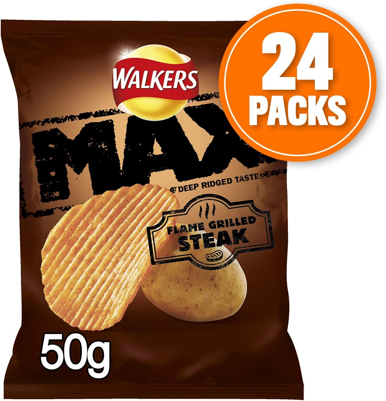 Walkers Max Flame grilled Steak Crisps Case, 24 units x 50 g Amazon.co