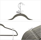 SONGMICS 50 Velvet Hangers 41.5 cm Wide 360° Hook Space Saving Grey Silver view 6