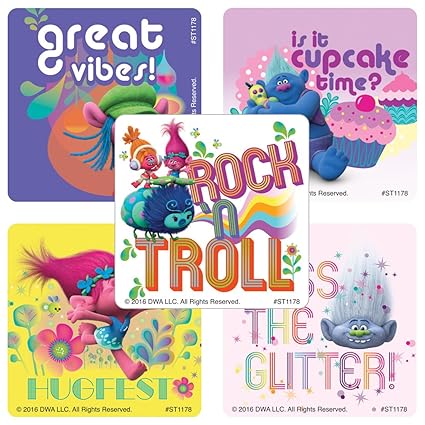 Dreamworks Trolls Stickers - Prizes and Giveaways - 100 per Pack - from SmileMakers